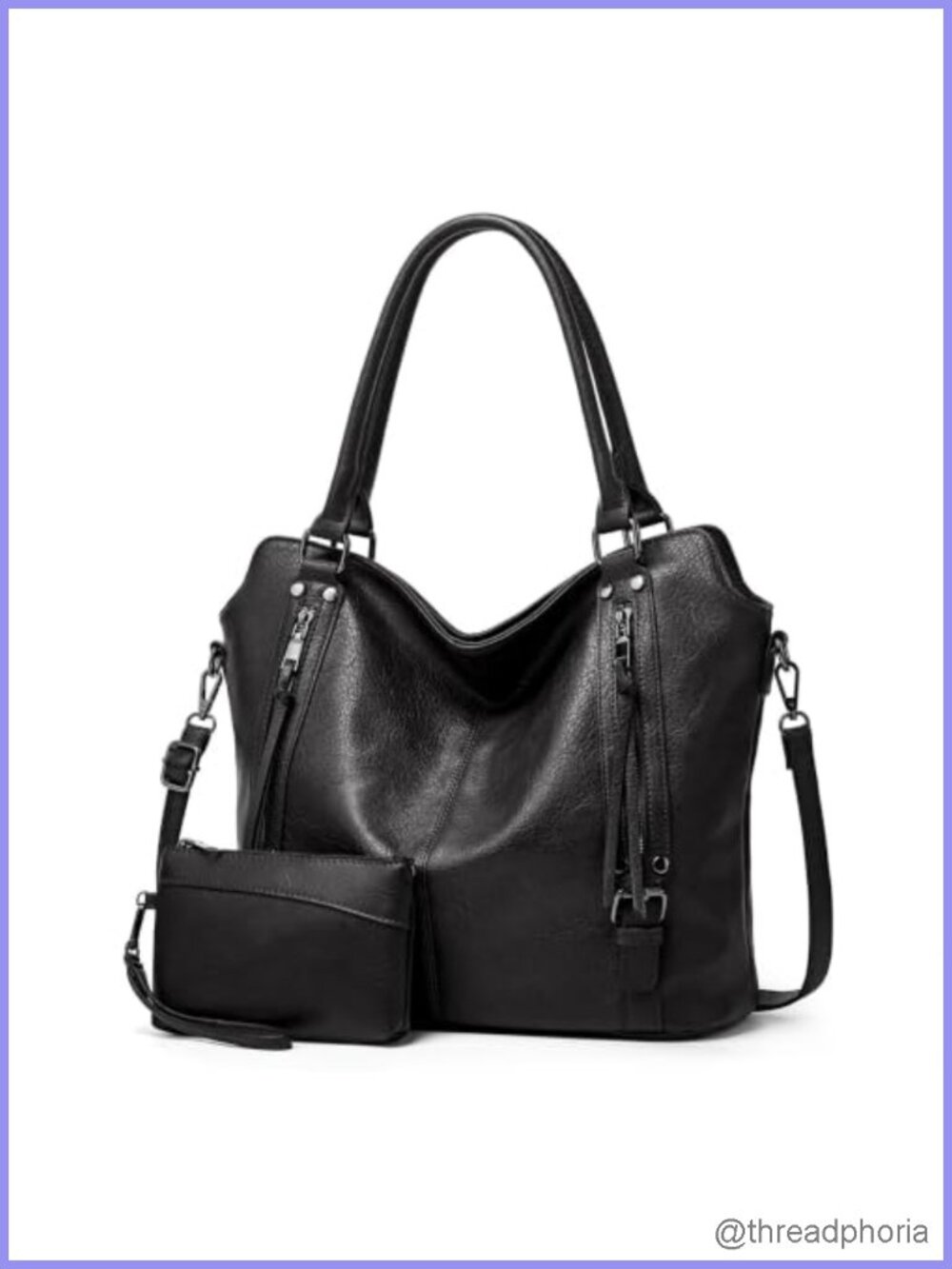 PU Leather Large Hobo Tote Handbag with Coin Purse for Women